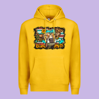 Sunflower Cow Olivia Premium Hoodie Designed By Oliviacreatesart