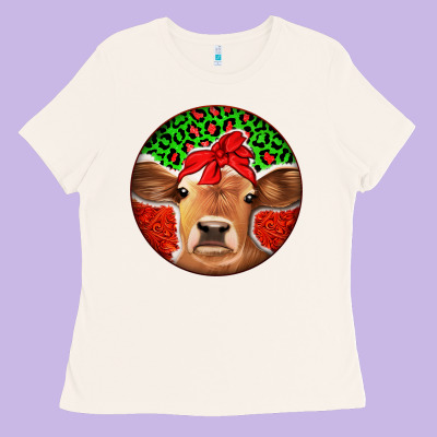 Christmas Cow Ladies Tee Designed By Jasminsmagicworld