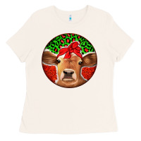 Bone Christmas Cow Ladies Tee - Jasminsmagicworld