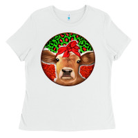 White Christmas Cow Ladies Tee - Jasminsmagicworld