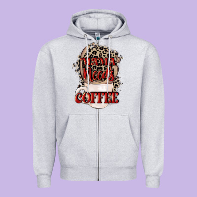 Mama Needs Coffee Mother's Day Zipper Hoodie Designed By Cowgirlartshop