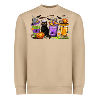 Mushroom Halloween Cat Coffee Cups Heavyweight Sweatshirt - texasbilliewilder