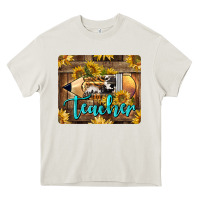 Cream Western Teacher Pencil With Sunflowers Heavy Core Tee - LillyAllenDesigns