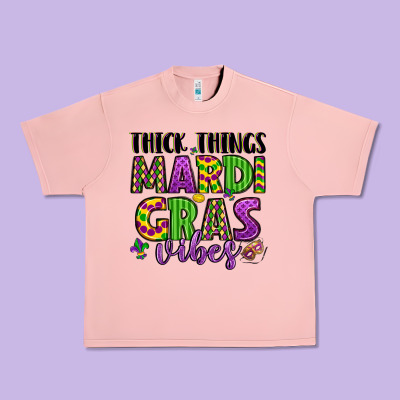 Thick Things Mardi Gras Vibes Urban Heavy Tee Designed By Lillyallendesigns