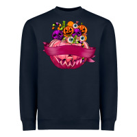 Navy Personalized Girl Halloween Candy Heavyweight Sweatshirt - texasbilliewilder