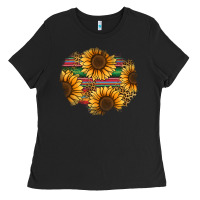 Black sunflower leopard serape patch Ladies Tee - Jasminsmagicworld