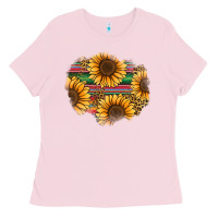 Bubblegum Pink sunflower leopard serape patch Ladies Tee - Jasminsmagicworld