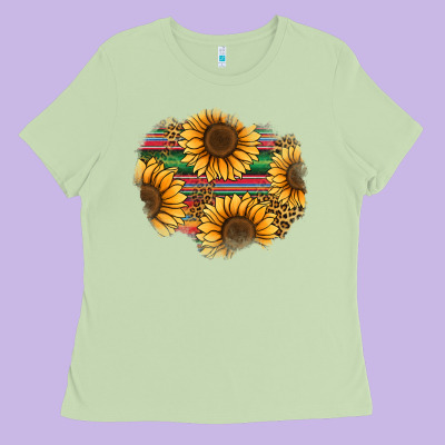 Sunflower Leopard Serape Patch Ladies Tee Designed By Jasminsmagicworld