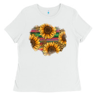 White sunflower leopard serape patch Ladies Tee - Jasminsmagicworld