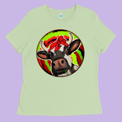 Christmas Cow Ladies Tee Designed By Jasminsmagicworld