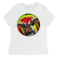 White Christmas Cow Ladies Tee - Jasminsmagicworld
