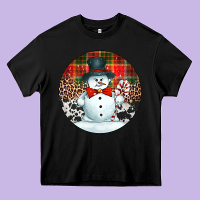 Western Snowman Christmas Ornament Heavy Core Tee Designed By Jasminsmagicworld