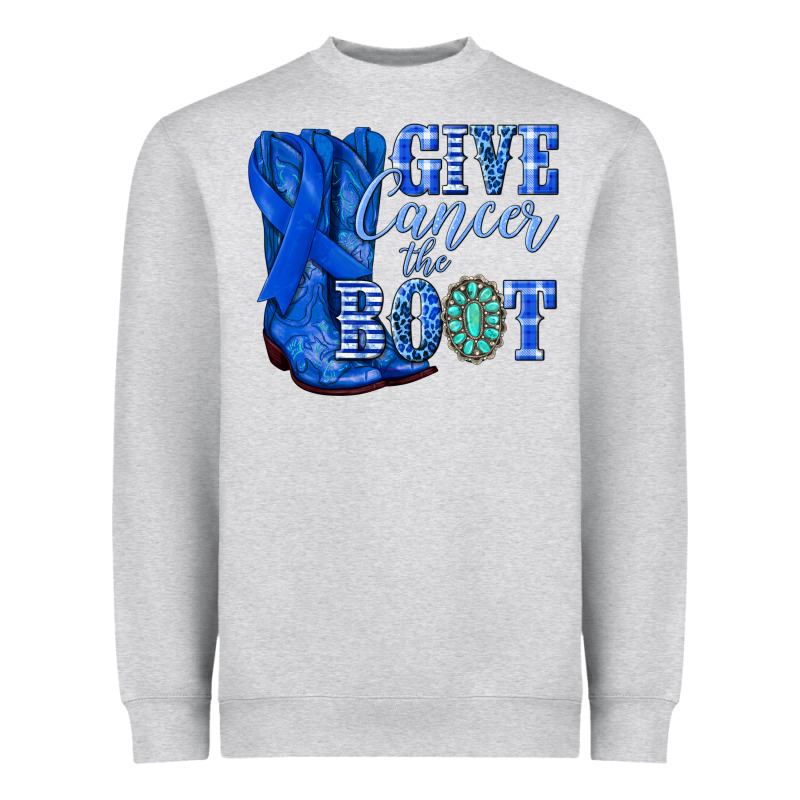 Give Cancer The Boot Colon Cancer Blue Ribbon Nca Heavyweight Sweatshirt by NancyCooperArtShop | Teevron