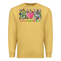Antique Gold peace love easter bunny Premium Sweatshirt - FaDigitalArtStudio