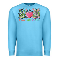 Ocean Blue peace love easter bunny Premium Sweatshirt - FaDigitalArtStudio