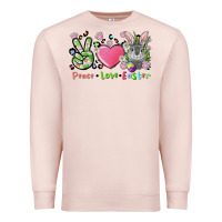 Pale Pink peace love easter bunny Premium Sweatshirt - FaDigitalArtStudio