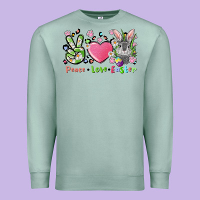 Peace Love Easter Bunny Premium Sweatshirt Designed By Fadigitalartstudio