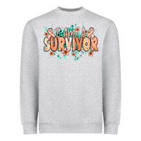 Heather Grey I am a survivor peach ribbon Heavyweight Sweatshirt - NancyCooperArtShop