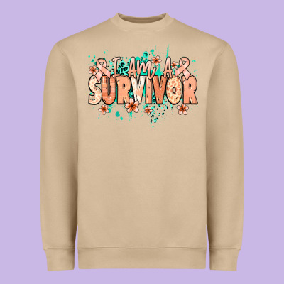 I Am A Survivor Peach Ribbon Heavyweight Sweatshirt Designed By Nancycooperartshop
