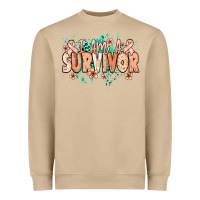 Mushroom I am a survivor peach ribbon Heavyweight Sweatshirt - NancyCooperArtShop