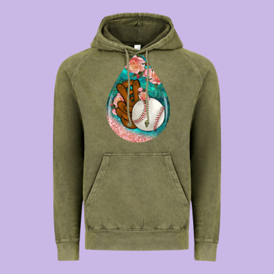 Baseball And Western Roses Teardrop  3 Vintage Hoodie Designed By Bundleandbundleshop