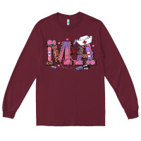 Burgundy valentines day ma nurse Long Sleeve Tee - RanaPortraitStore