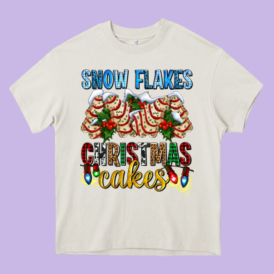 Snow Flakes Christmas Cakes Ado Heavy Core Tee Designed By Adodesignshop