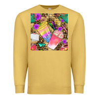 Antique Gold school girl coffee cup with leopard seamless pattern bbs Premium Sweatshirt - BundleAndBundleShop