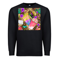 Black school girl coffee cup with leopard seamless pattern bbs Premium Sweatshirt - BundleAndBundleShop