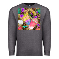 Charcoal Heather school girl coffee cup with leopard seamless pattern bbs Premium Sweatshirt - BundleAndBundleShop