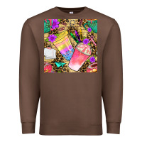 Chestnut school girl coffee cup with leopard seamless pattern bbs Premium Sweatshirt - BundleAndBundleShop