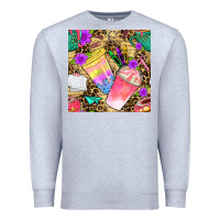 Heather Grey school girl coffee cup with leopard seamless pattern bbs Premium Sweatshirt - BundleAndBundleShop