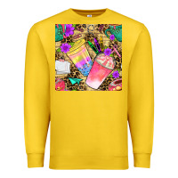 Lemon school girl coffee cup with leopard seamless pattern bbs Premium Sweatshirt - BundleAndBundleShop