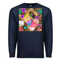 Navy school girl coffee cup with leopard seamless pattern bbs Premium Sweatshirt - BundleAndBundleShop