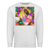 Oatmeal Heather school girl coffee cup with leopard seamless pattern bbs Premium Sweatshirt - BundleAndBundleShop