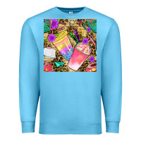 Ocean Blue school girl coffee cup with leopard seamless pattern bbs Premium Sweatshirt - BundleAndBundleShop