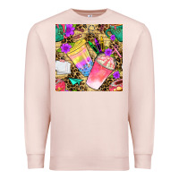 Pale Pink school girl coffee cup with leopard seamless pattern bbs Premium Sweatshirt - BundleAndBundleShop