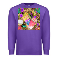 Purple school girl coffee cup with leopard seamless pattern bbs Premium Sweatshirt - BundleAndBundleShop