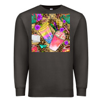 Smoke school girl coffee cup with leopard seamless pattern bbs Premium Sweatshirt - BundleAndBundleShop