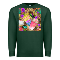 Sports Green school girl coffee cup with leopard seamless pattern bbs Premium Sweatshirt - BundleAndBundleShop
