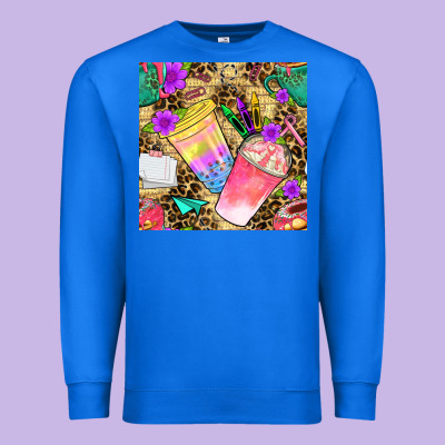 School Girl Coffee Cup With Leopard Seamless Pattern Bbs Premium Sweatshirt Designed By Bundleandbundleshop