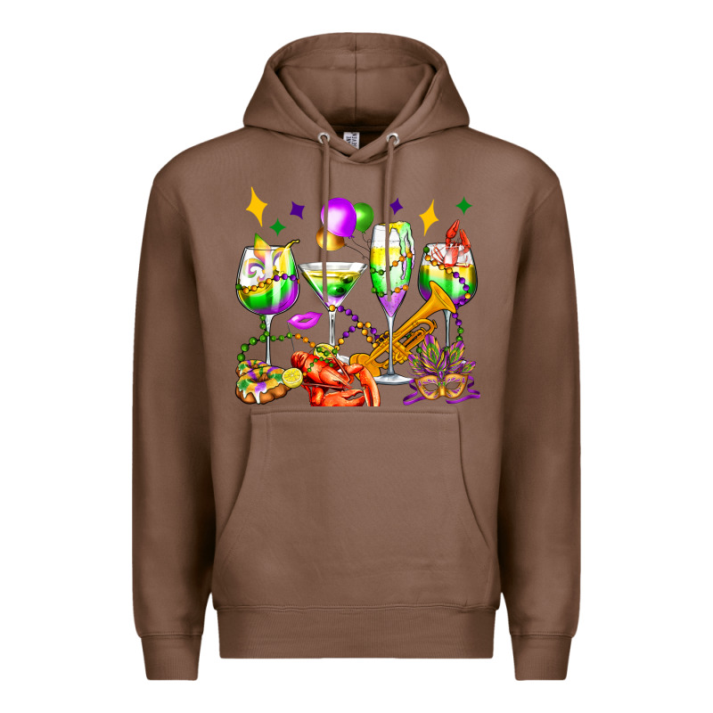 Mardi Gras Wine Glasses Olivia Premium Hoodie by OliviaCreatesArt | Teevron