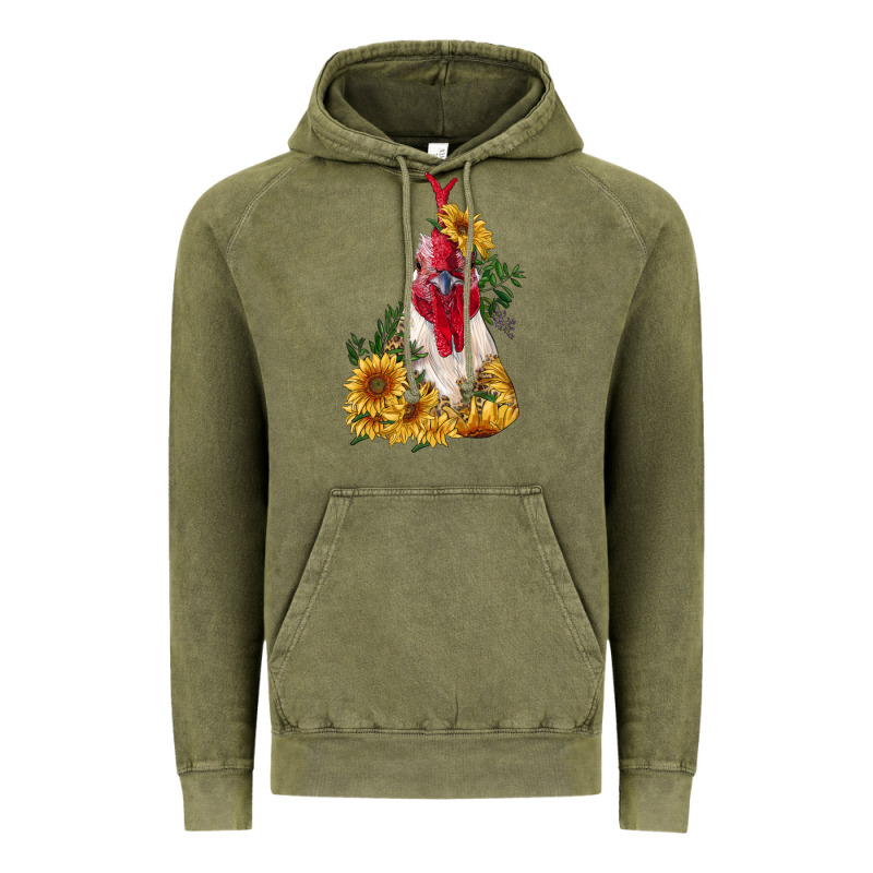 Sunflower Rooster With Leopard Vintage Hoodie by RanaPortraitStore | Teevron