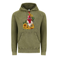 Vintage Olive sunflower rooster with leopard Vintage Hoodie - RanaPortraitStore