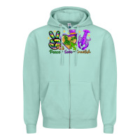 Seafoam Peace Love Crawfish Zipper Hoodie - HowdyJamesFarm