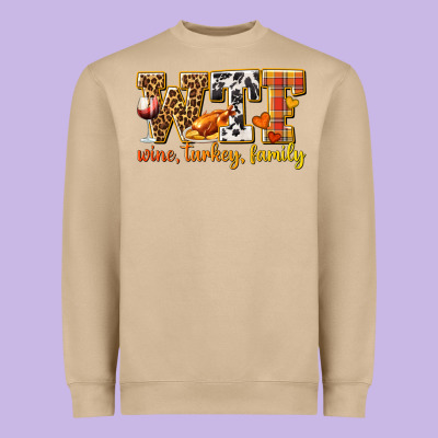Wtf Wine Turkey Family Heavyweight Sweatshirt Designed By Texasbilliewilder