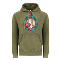 Vintage Olive baseball and western roses teardrop  7 Vintage Hoodie - BundleAndBundleShop
