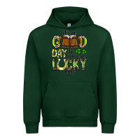 Forest Green It's a Good Day To Have a Lucky Day Urban Hoodie - CowhideDigitalArt