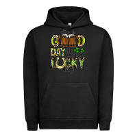 Pigment Black It's a Good Day To Have a Lucky Day Urban Hoodie - CowhideDigitalArt