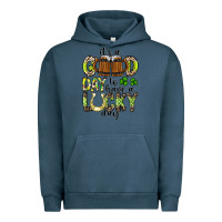 Pigment Midnight Navy It's a Good Day To Have a Lucky Day Urban Hoodie - CowhideDigitalArt